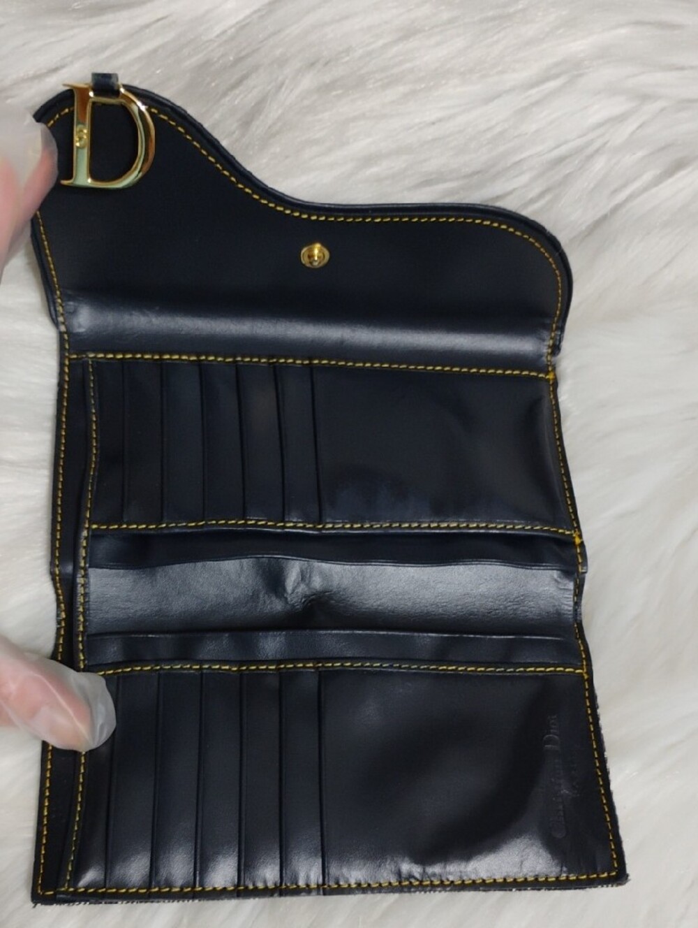 Christian Dior Navy Monogram Canvas Saddle Wallet W/Card - Picture 9 of 16